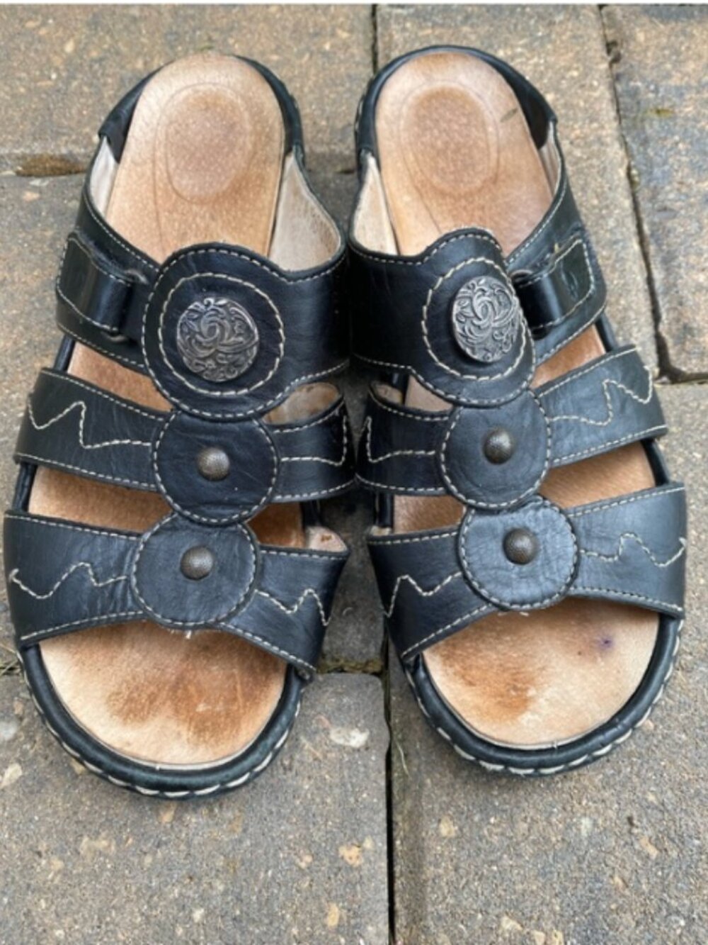 Josef Seibel BLK Leather Slides, 38 EU Summer Sale